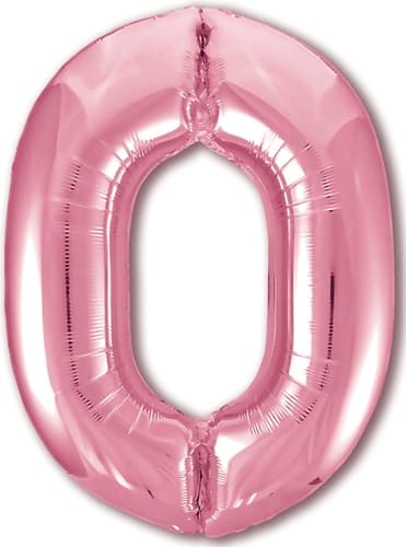 Шар фольга Agura Slim, цифра 0 'Розовый', 40', индивид. уп., европодвес, 755358
