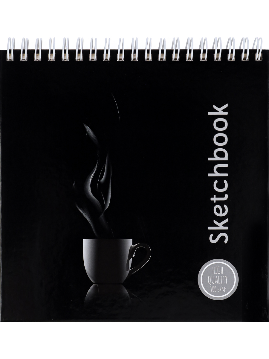Скетчбук ,'Кофе', 40 листов , 7БЦ , 165х165 мм , на гребне, С40-4173