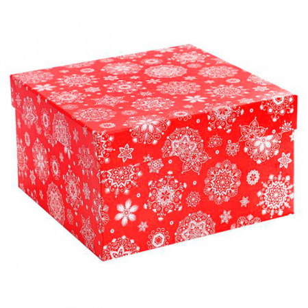 Изображение Коробка подарочная Miland "Снежинки на красном", 7х7х4 см., квадратная (Серия 5в1), картон, 1345 от интернет-магазина КИТ