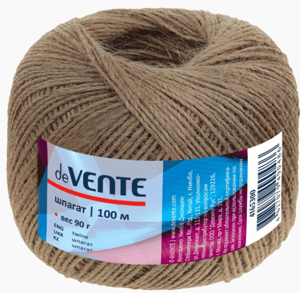 Шпагат джутовый полированный 'deVENTE' (длина 100 м, вес 0,09 кг), 4165300
