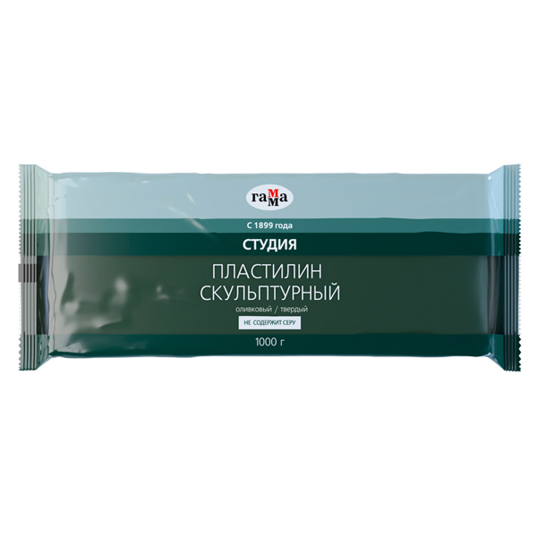 Пластилин скульптурный Гамма 'Студия', серый, 500 гр., твердый, 2.80.E050.003.2