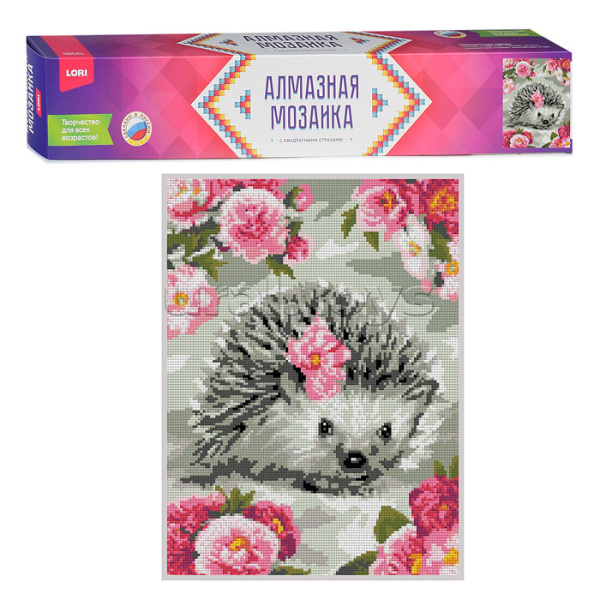 Алмазная мозаика 30х40 см ,'Цветочный ёжик', (полное заполнение), Ам-029